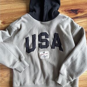 Zara Kids Gray and Black USA Hoodie